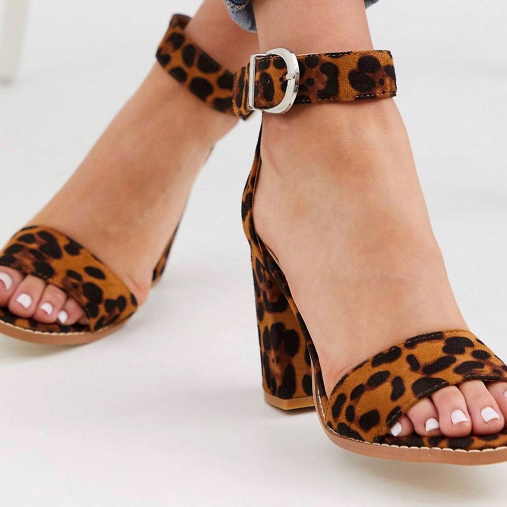 RAID Leopard Block Heel Sandals